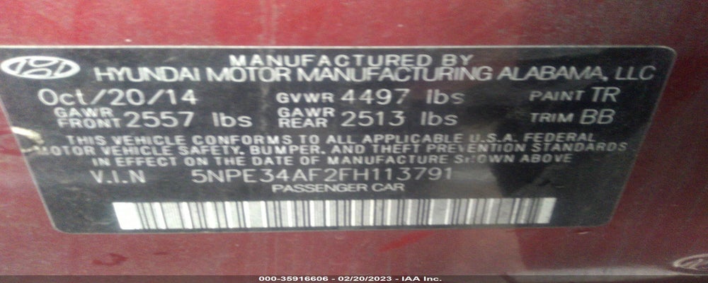 5NPE34AF2FH113791 2015 HYUNDAI SONATA photo no. 9