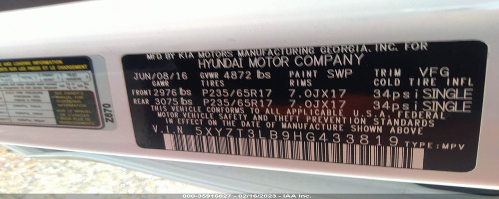 5XYZT3LB9HG433819 2017 HYUNDAI SANTA FE SPORT photo no. 9