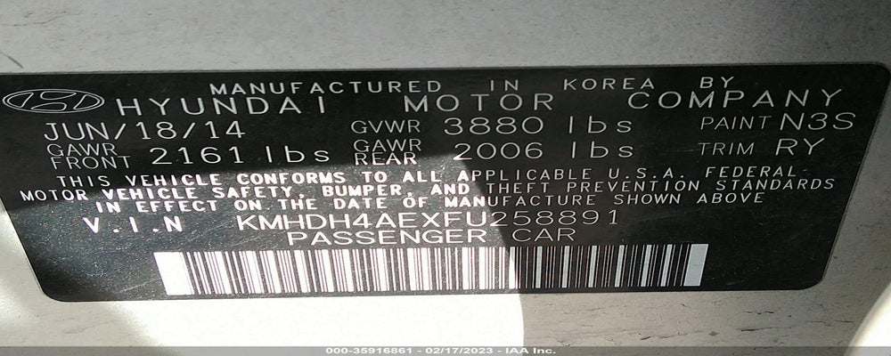 KMHDH4AEXFU258891 2015 HYUNDAI ELANTRA photo no. 9