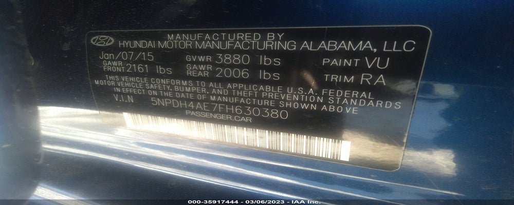 5NPDH4AE7FH630380 2015 HYUNDAI ELANTRA photo no. 9