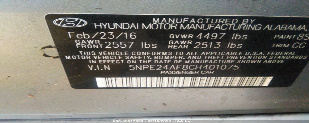 5NPE24AF8GH401075 2016 HYUNDAI SONATA photo no. 9
