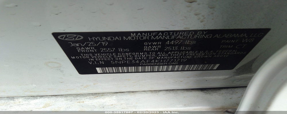 5NPE34AF4KH771719 2019 HYUNDAI SONATA photo no. 9