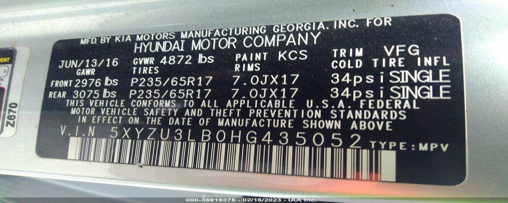 5XYZU3LB0HG435052 2017 HYUNDAI SANTA FE SPORT photo no. 9