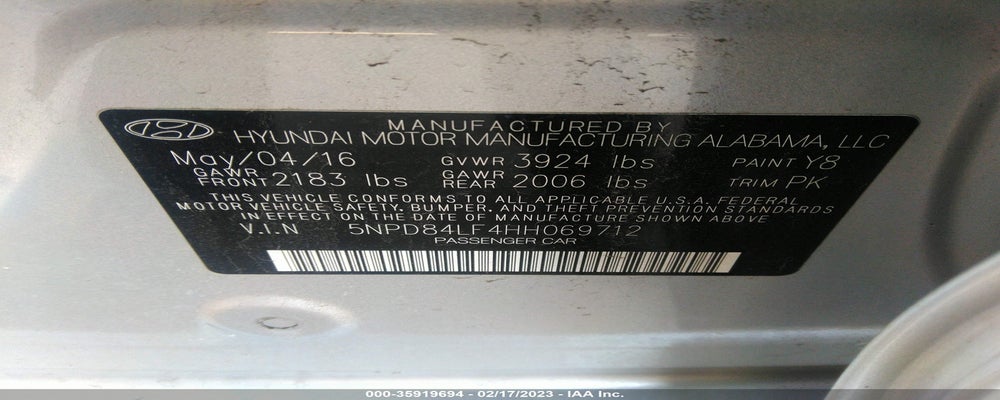 5NPD84LF4HH069712 2017 HYUNDAI ELANTRA photo no. 9