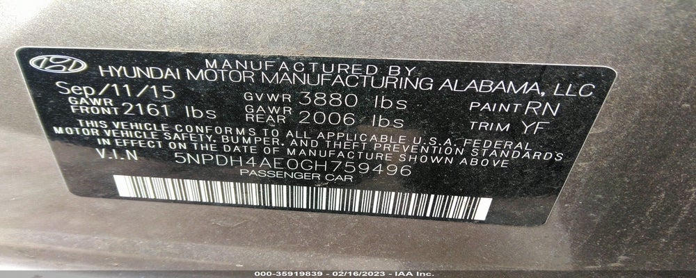 5NPDH4AE0GH759496 2016 HYUNDAI ELANTRA photo no. 9