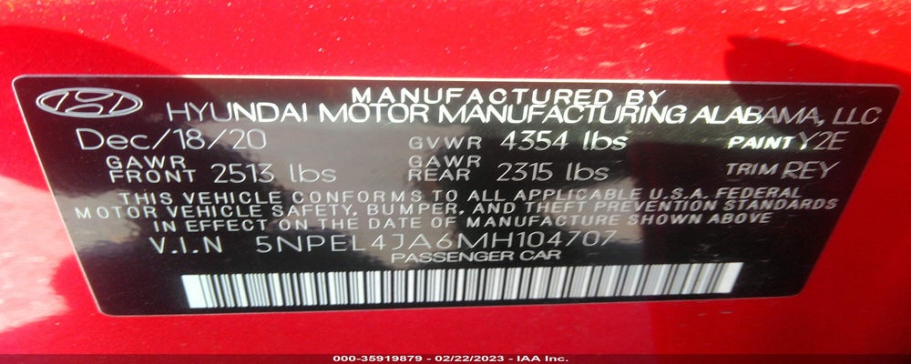 5NPEL4JA6MH104707 2021 HYUNDAI SONATA photo no. 9