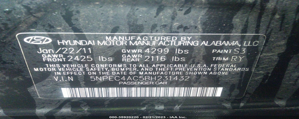 5NPEC4AC5BH231432 2011 HYUNDAI SONATA photo no. 9