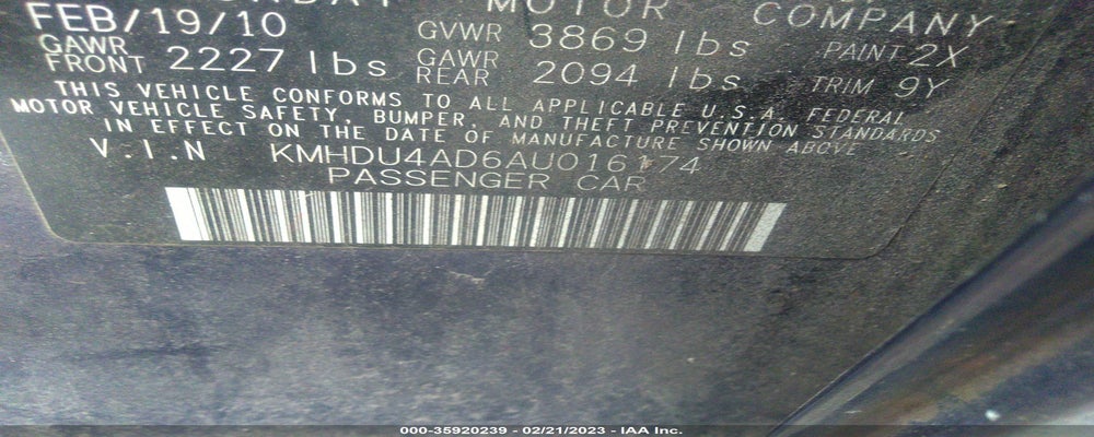 KMHDU4AD6AU016174 2010 HYUNDAI ELANTRA photo no. 9