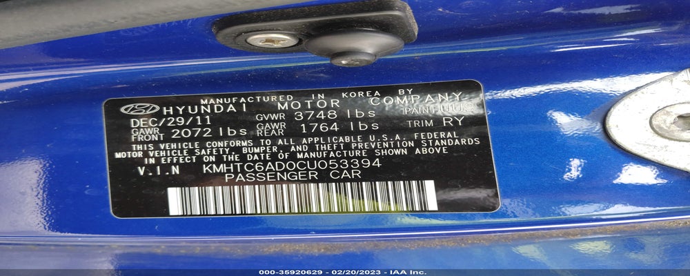 KMHTC6AD0CU053394 2012 HYUNDAI VELOSTER photo no. 9