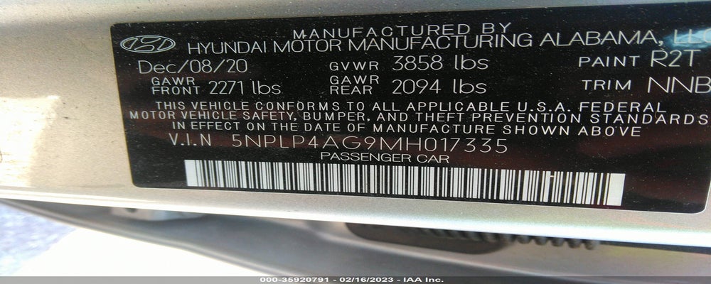 5NPLP4AG9MH017335 2021 HYUNDAI ELANTRA photo no. 9
