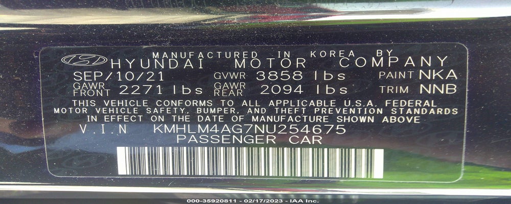 KMHLM4AG7NU254675 2022 HYUNDAI ELANTRA photo no. 9