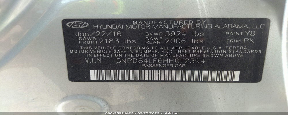 5NPD84LF6HH012394 2017 HYUNDAI ELANTRA photo no. 9