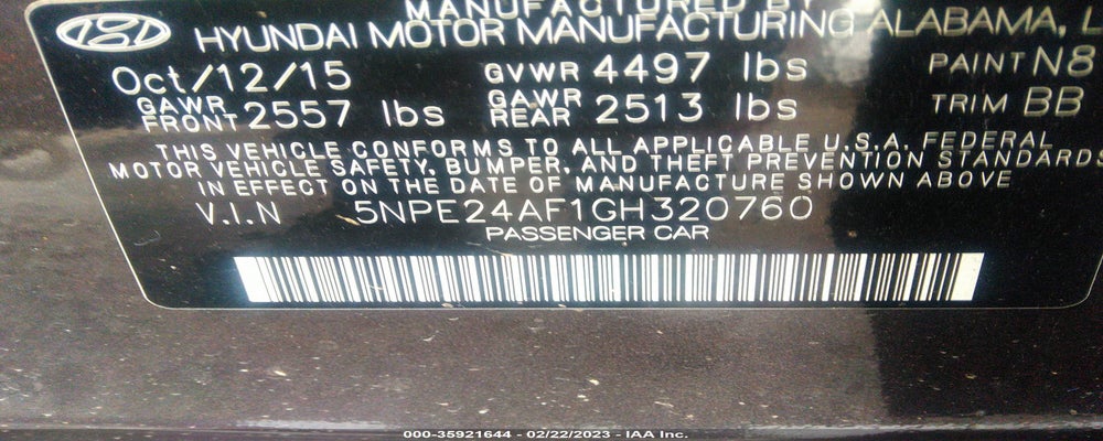 5NPE24AF1GH320760 2016 HYUNDAI SONATA photo no. 9