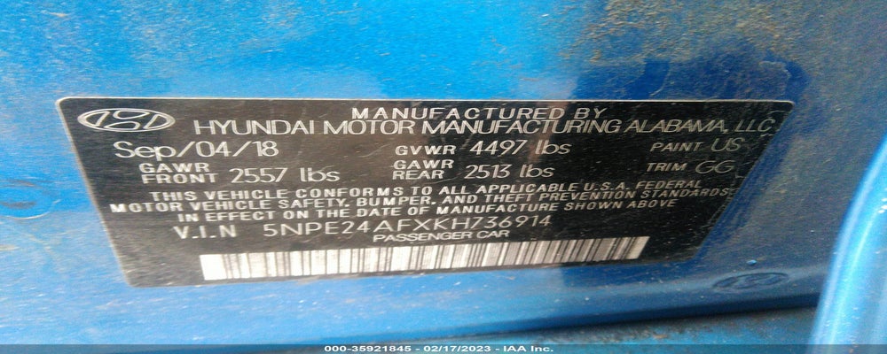5NPE24AFXKH736914 2019 HYUNDAI SONATA photo no. 9