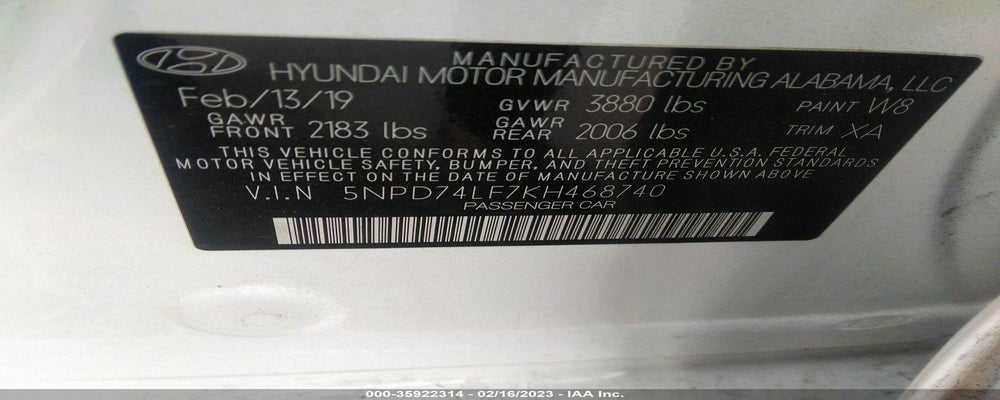 5NPD74LF7KH468740 2019 HYUNDAI ELANTRA photo no. 9