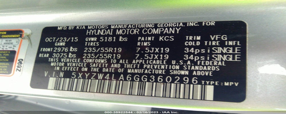 5XYZW4LA6GG360296 2016 HYUNDAI SANTA FE SPORT photo no. 9