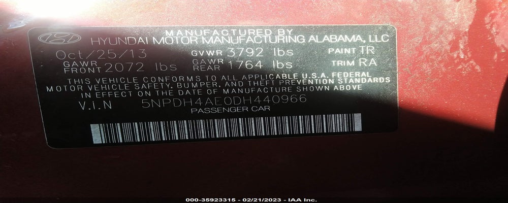 5NPDH4AE0DH440966 2013 HYUNDAI ELANTRA photo no. 9