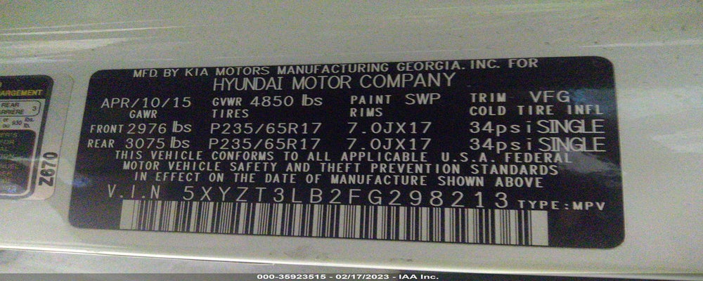 5XYZT3LB2FG298213 2015 HYUNDAI SANTA FE SPORT photo no. 9