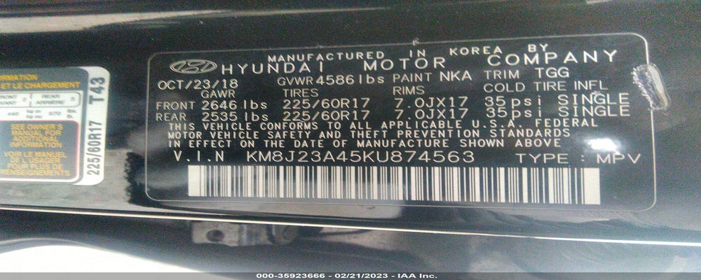 KM8J23A45KU874563 2019 HYUNDAI TUCSON photo no. 9