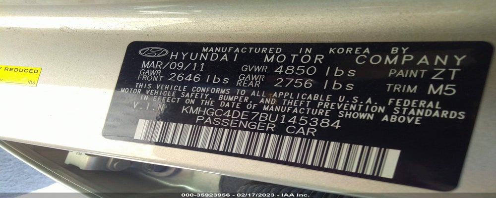 KMHGC4DE7BU145384 2011 HYUNDAI GENESIS photo no. 9