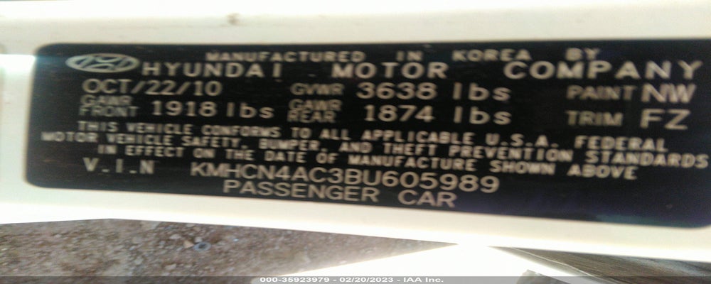 KMHCN4AC3BU605989 2011 HYUNDAI ACCENT photo no. 9