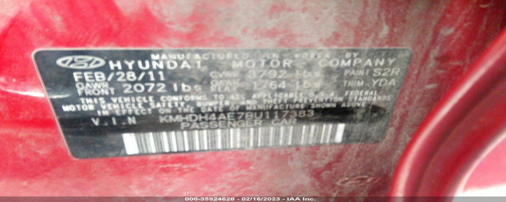 KMHDH4AE7BU117383 2011 HYUNDAI ELANTRA photo no. 9