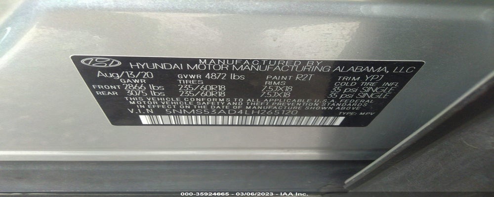 5NMS53AD4LH265120 2020 HYUNDAI SANTA FE photo no. 9