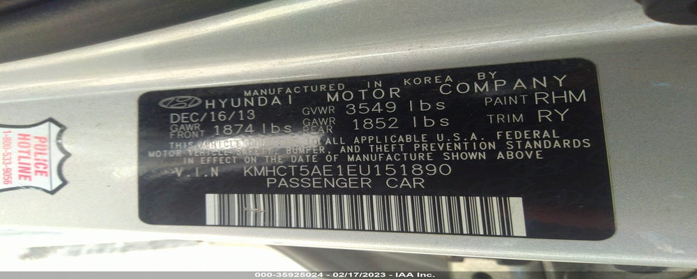 KMHCT5AE1EU151890 2014 HYUNDAI ACCENT photo no. 9