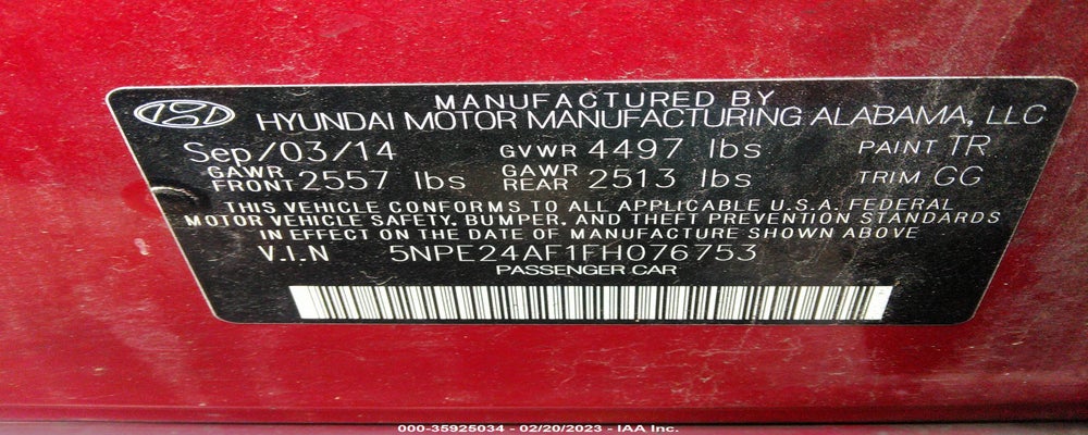 5NPE24AF1FH076753 2015 HYUNDAI SONATA photo no. 9