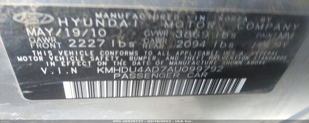 KMHDU4AD7AU099792 2010 HYUNDAI ELANTRA photo no. 9