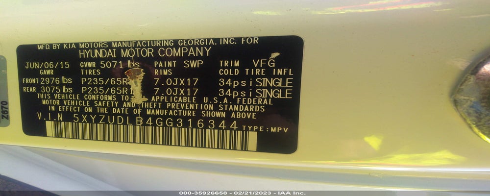 5XYZUDLB4GG316344 2016 HYUNDAI SANTA FE SPORT photo no. 9