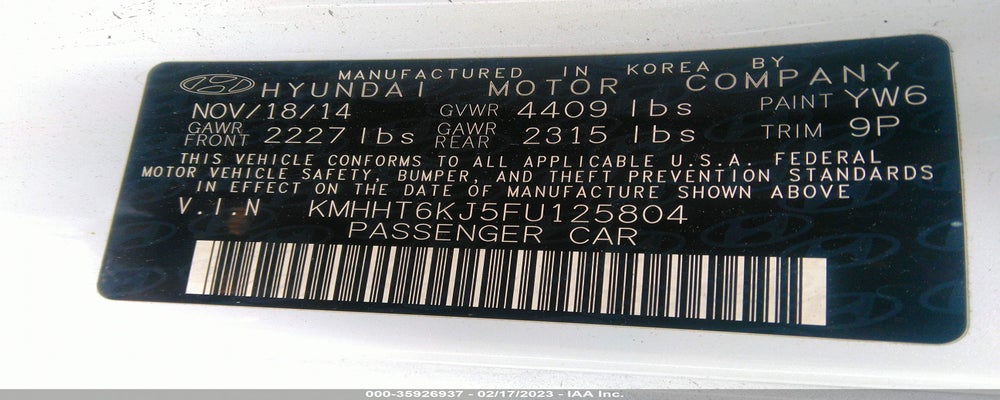 KMHHT6KJ5FU125804 2015 HYUNDAI GENESIS COUPE photo no. 9