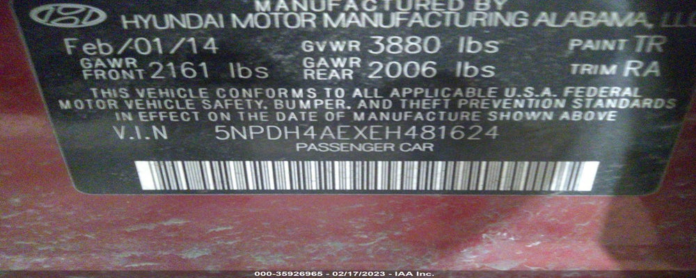 5NPDH4AEXEH481624 2014 HYUNDAI ELANTRA photo no. 9