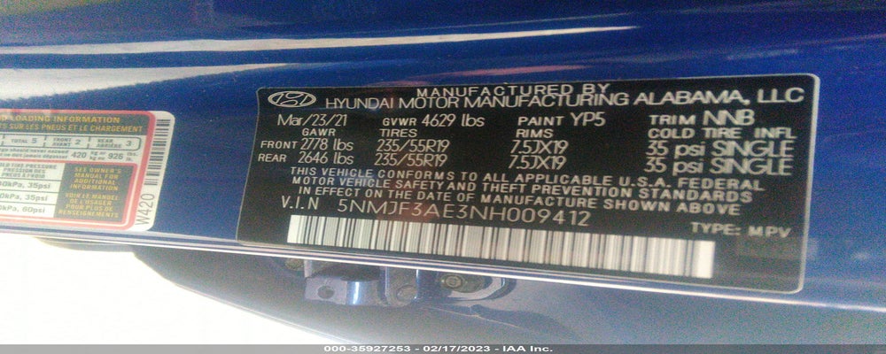 5NMJF3AE3NH009412 2022 HYUNDAI TUCSON photo no. 9