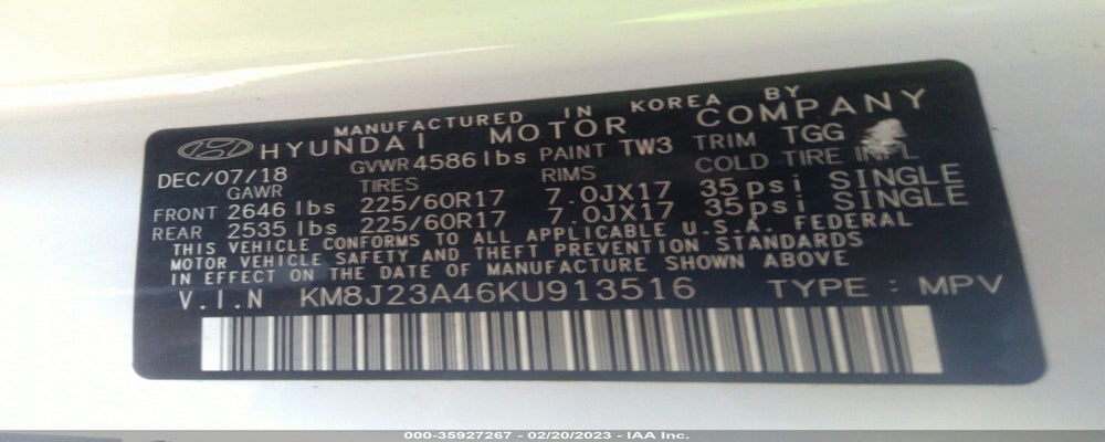 KM8J23A46KU913516 2019 HYUNDAI TUCSON photo no. 9