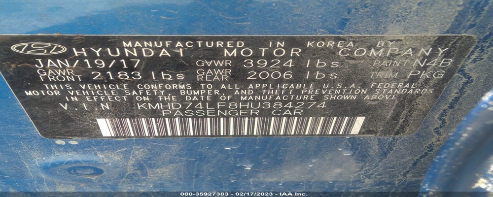 KMHD74LF8HU384274 2017 HYUNDAI ELANTRA photo no. 9