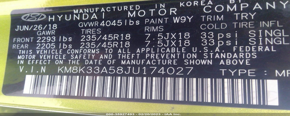 KM8K33A58JU174027 2018 HYUNDAI KONA photo no. 9