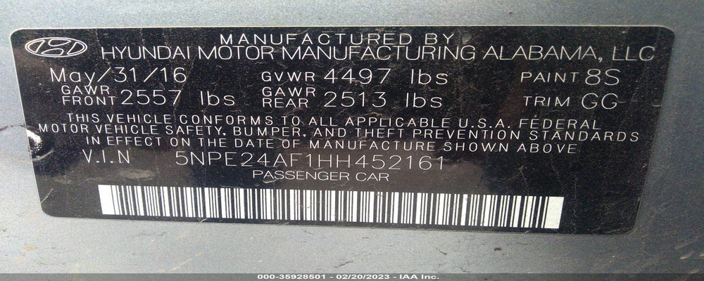 5NPE24AF1HH452161 2017 HYUNDAI SONATA photo no. 9