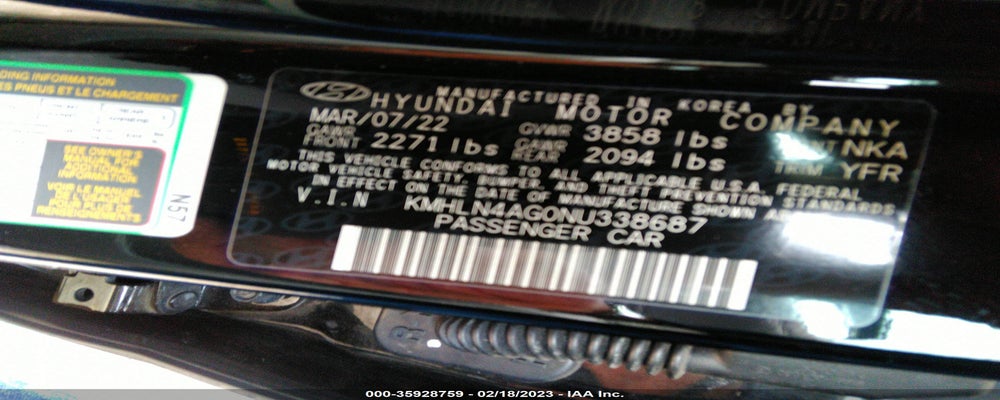 KMHLN4AG0NU338687 2022 HYUNDAI ELANTRA photo no. 9