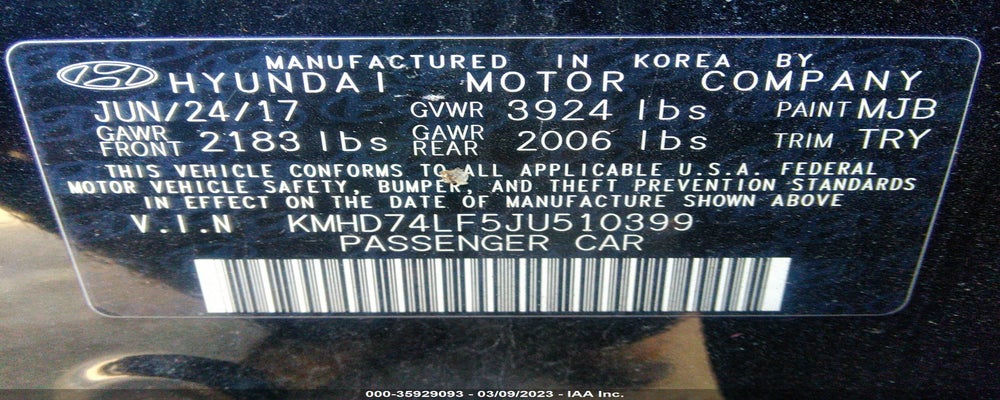 KMHD74LF5JU510399 2018 HYUNDAI ELANTRA photo no. 9