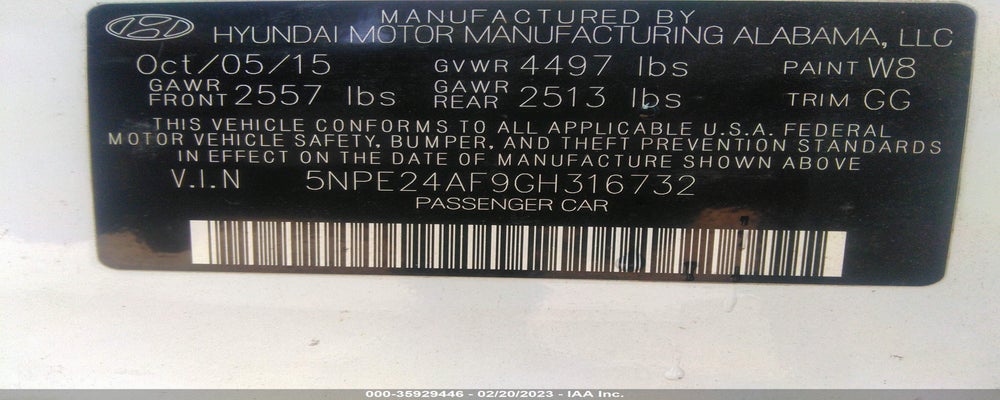 5NPE24AF9GH316732 2016 HYUNDAI SONATA photo no. 9