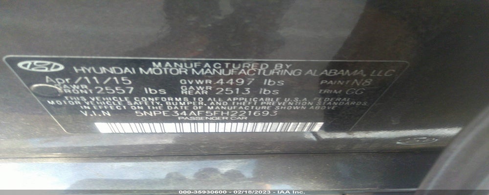 5NPE34AF5FH221693 2015 HYUNDAI SONATA photo no. 9