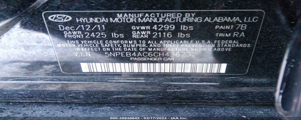 5NPEB4AC6CH436732 2012 HYUNDAI SONATA photo no. 9