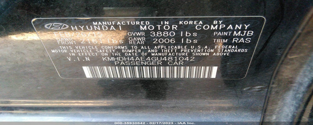 KMHDH4AE4GU481042 2016 HYUNDAI ELANTRA photo no. 9