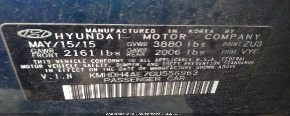 KMHDH4AE7GU556963 2016 HYUNDAI ELANTRA photo no. 9