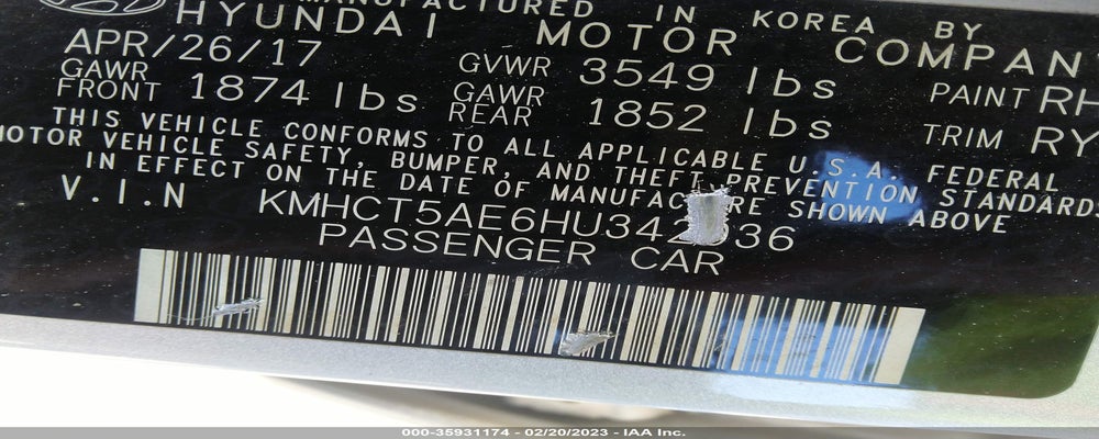 KMHCT5AE6HU342936 2017 HYUNDAI ACCENT photo no. 9