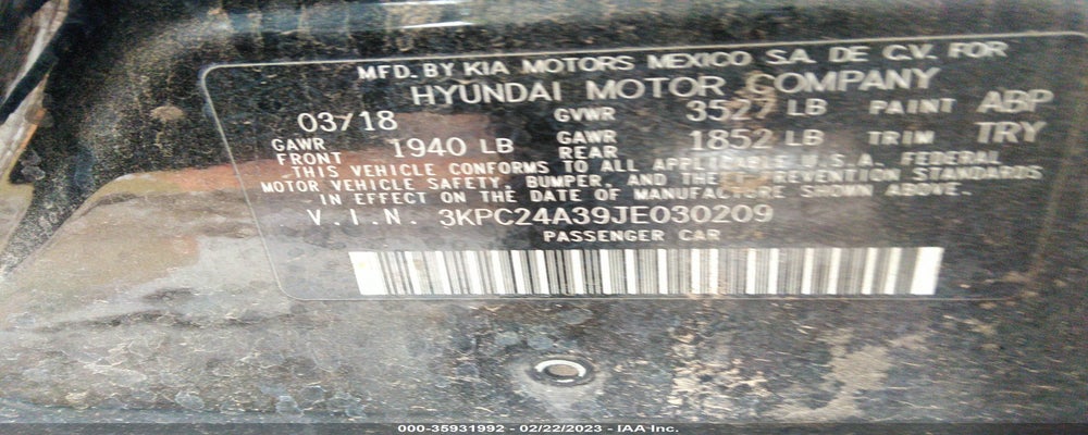 3KPC24A39JE030209 2018 HYUNDAI ACCENT photo no. 9