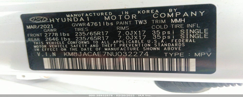 KM8JACAE7NU032274 2022 HYUNDAI TUCSON photo no. 9
