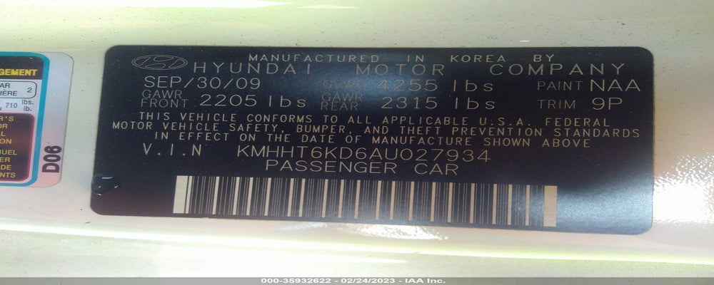 KMHHT6KD6AU027934 2010 HYUNDAI GENESIS COUPE photo no. 9