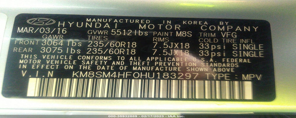 KM8SM4HF0HU183297 2017 HYUNDAI SANTA FE photo no. 9